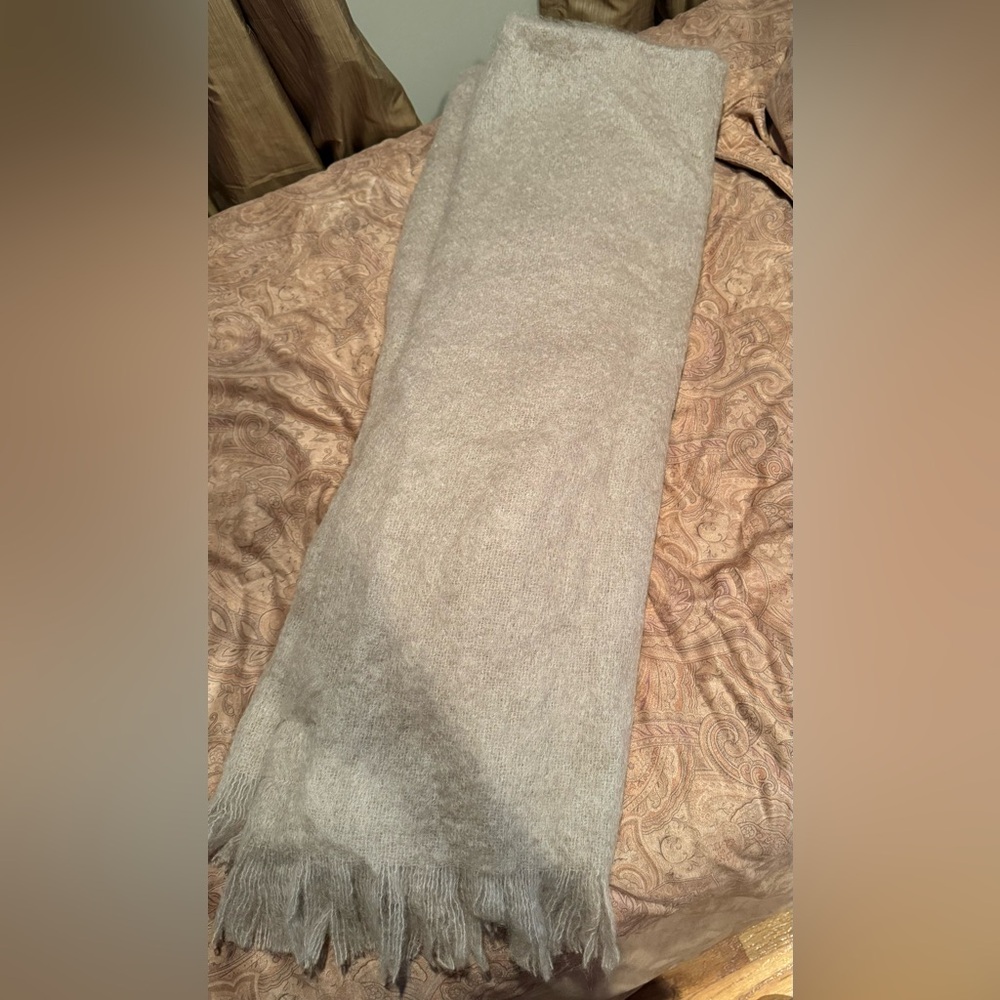 St Albans Textiles Australia Mohair pile blanket. taupe color. 122cm x 183cm